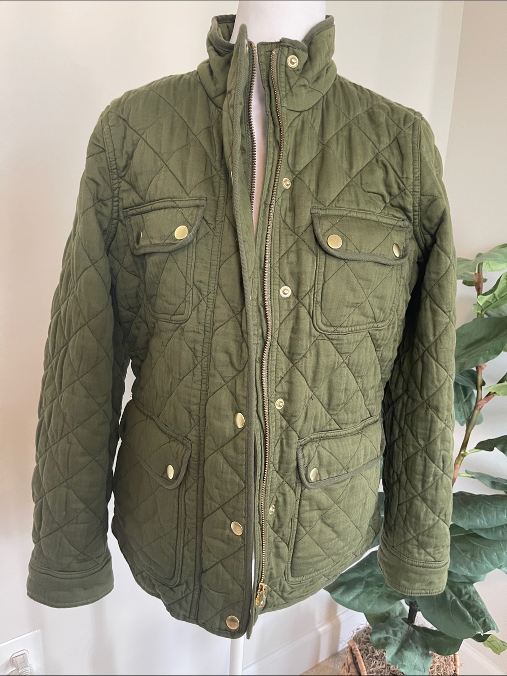 J.Crew Olive Green Quilted Jacket Size Small